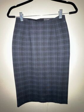 Liverpool Blue Gray Plaid Pencil Skirt